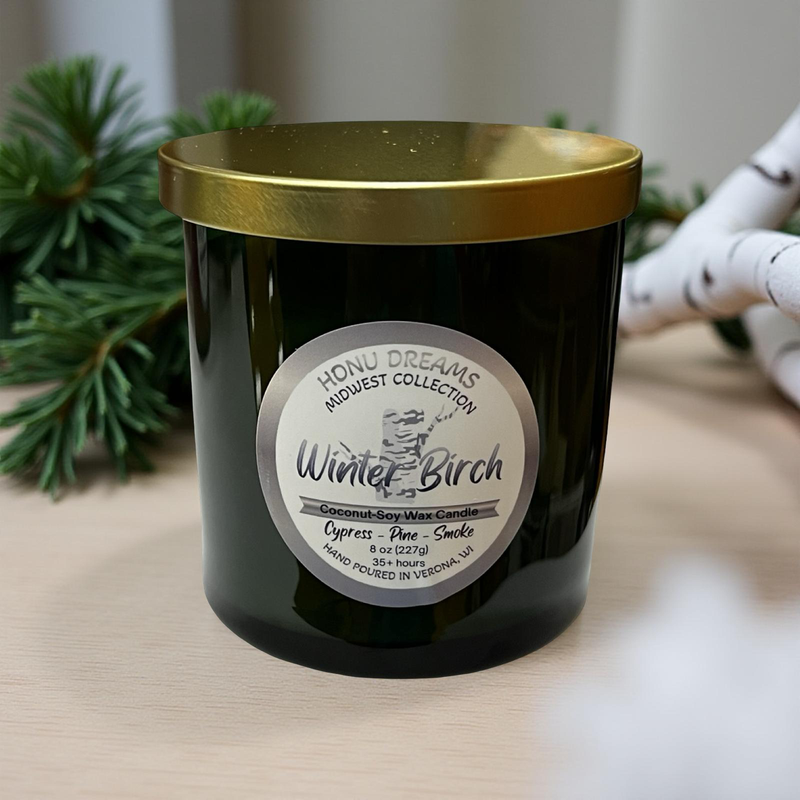 Winter Birch candle - Green Jar 8oz