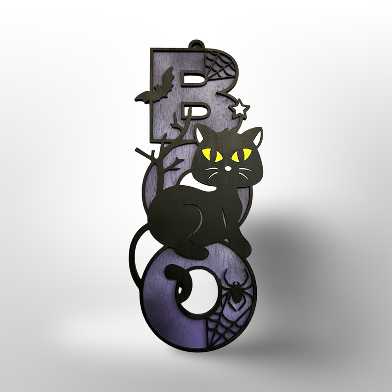 BOO Cat Wood Art
