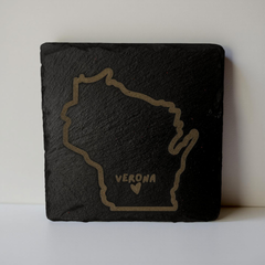 Slate Coaster - Wisconsin Verona Heart