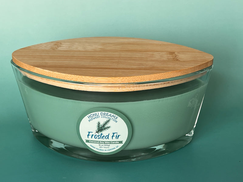 Frosted Fir - 18oz glass boat candle