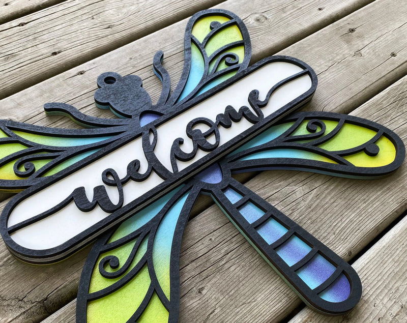 Dragonfly "Welcome" (cursive)