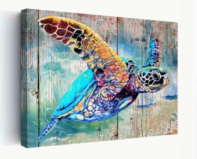 Sea Turtle rainbow canvas