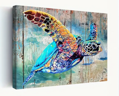 Sea Turtle rainbow canvas