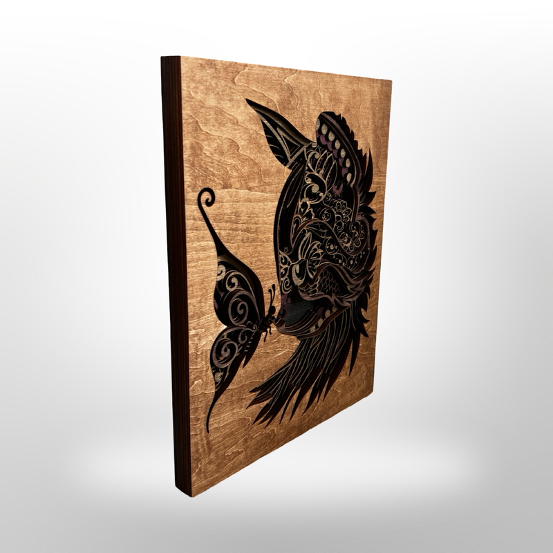 Cat & Butterfly Layered Wood Art